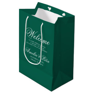 Sac Cadeau Moyen Bienvenue au Mariage Emerald Green