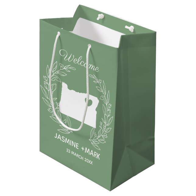 Sac Cadeau Moyen Bienvenue dans les faveurs de mariage de l'Oregon  (Devant Angle)