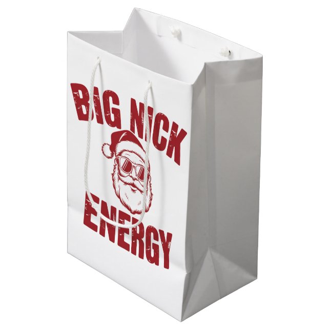 Sac Cadeau Moyen Big Nick Energy Funny Père Noël Rude Christmas Jok (Devant Angle)