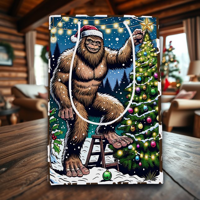 Sac Cadeau Moyen Bigfoot aka Sasquatch Noël à thème (Créateur téléchargé)