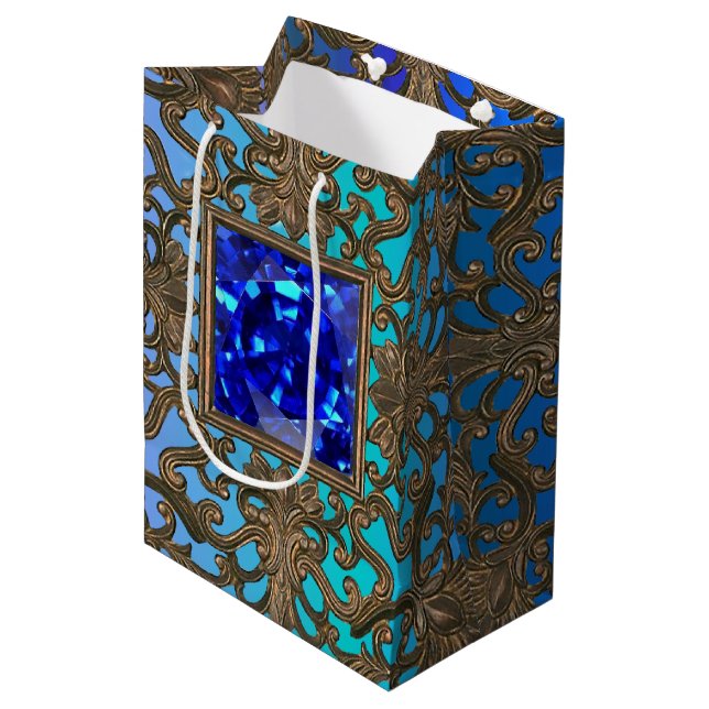 Sac Cadeau Moyen Bijou Peacock (Devant Angle)