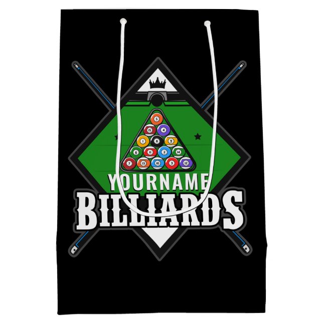 Sac Cadeau Moyen Billard personnalisé NOM Cue Rack Pool Room (Dos)