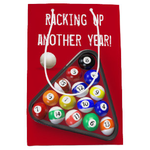Sac Cadeau Moyen Billiard Balls d'anniversaire en rouge