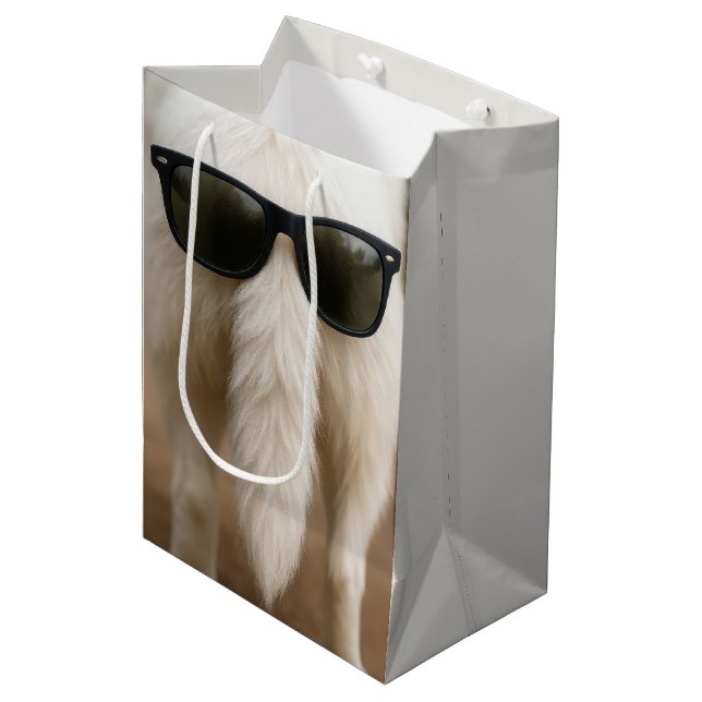 Sac Cadeau Moyen Birthday Dog Tail with Sunglasses  (Devant Angle)
