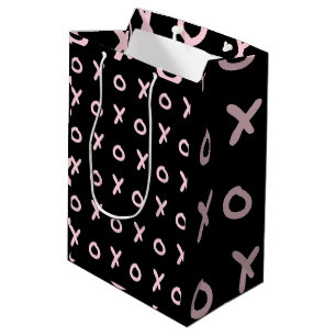Sac Cadeau Moyen Black & Baby Pink X O XO XO XO's Trendy Cute