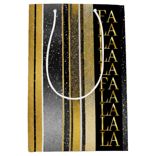 Sac Cadeau Moyen Black Gold Fa Noël La La Motif#27 ID1009 (Devant)