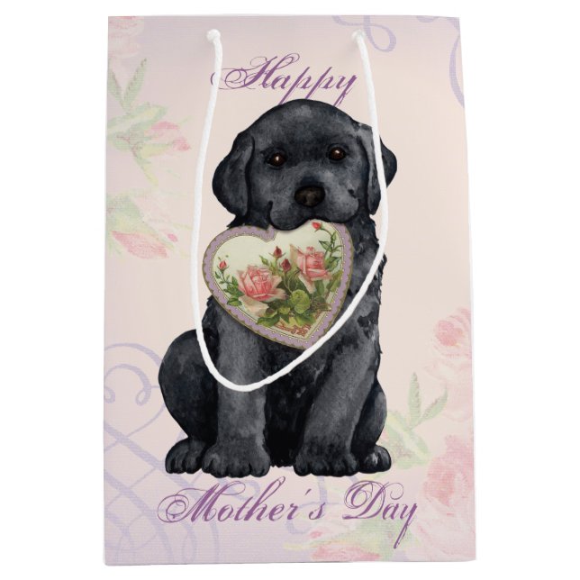 Sac Cadeau Moyen Black Lab Heart Maman (Devant)