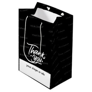 Sac Cadeau Moyen Black   Nom personnalisé Merci d'entreprise
