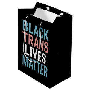 Sac Cadeau Moyen Black Trans LGBTQ Support Vit Matière Transgenre
