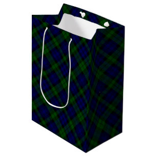 Sac Cadeau Moyen Black Watch Tartan bleu vert Plaid