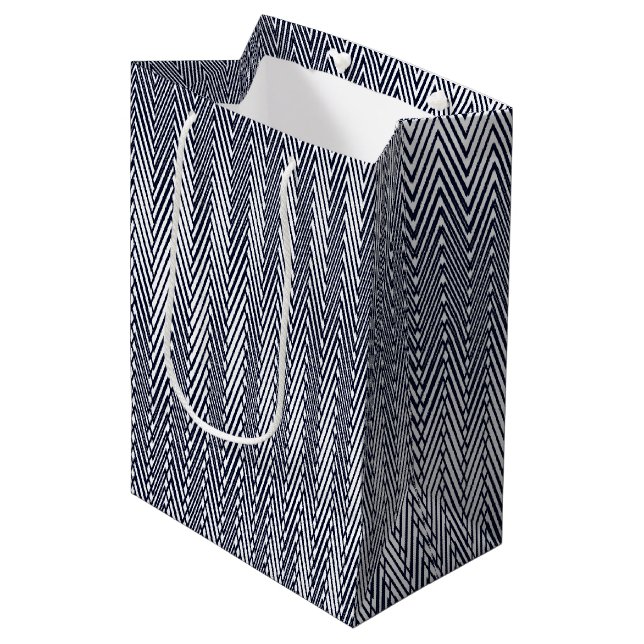 Sac Cadeau Moyen Black White Moiré rayures illusion optique moderne (Devant Angle)