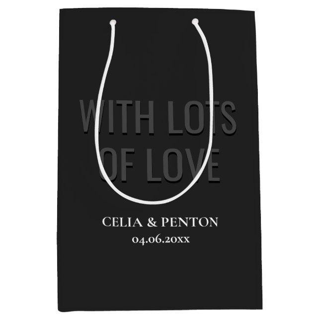 Sac Cadeau Moyen Blackout Minimalist Modern Wedding (Devant)