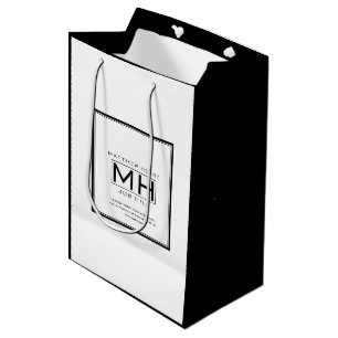 Sac Cadeau Moyen Blanc et noir moderne professionnel des entreprise