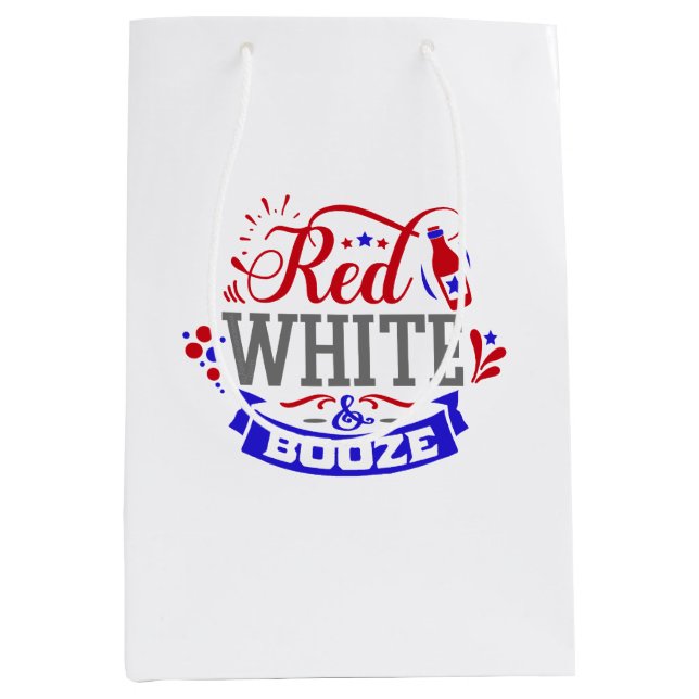 Sac Cadeau Moyen Blanc rouge et Booze (Devant)