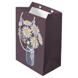 Sac Cadeau Moyen Blancs Mason Jar sur Dark Purple