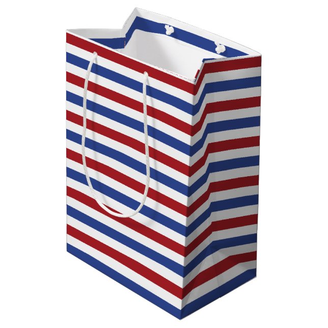 Sac Cadeau Moyen Blancs rouges et bleus (Dos Angle)