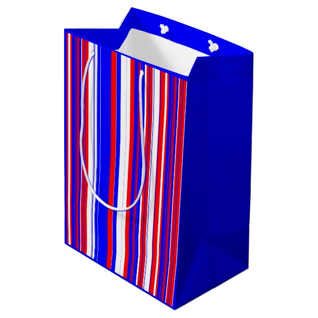 Sac Cadeau Moyen Blancs rouges et bleus (Dos Angle)