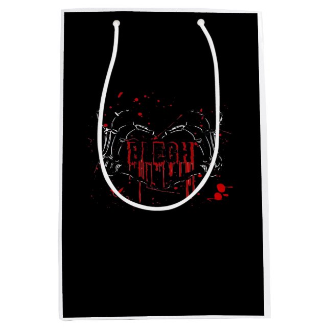 Sac Cadeau Moyen Blegh Breakdown, Skeleton Heart Hands, Emo Band, S (Devant)