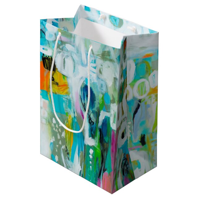 Sac Cadeau Moyen Bleu Abstrait (Devant Angle)