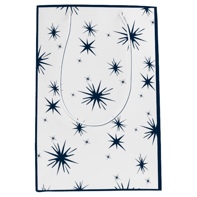Sac Cadeau Moyen Bleu blanc Ciel d'étoiles (Devant)