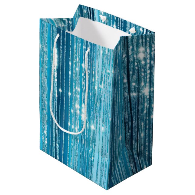 Sac Cadeau Moyen Bleu de verre d'Aqua (Devant Angle)