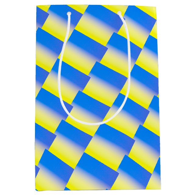 Sac Cadeau Moyen Bleu Jaune Dégradé Ukraine Inspiré Paix Pas de Gue (Devant)