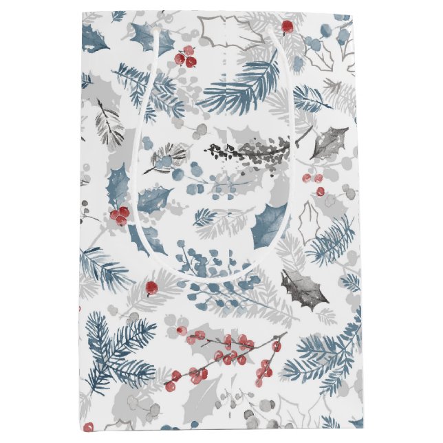 Sac Cadeau Moyen Bleu Rouge Blanc Folio Noël (Devant)