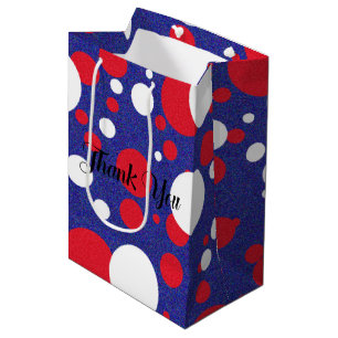 Sac Cadeau Moyen Bleu Rouge Polka Dot Party