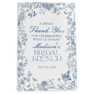 Sac Cadeau Moyen Bleu Toile De Jouy Bridal Brunch Faveurs