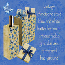 Bleu vintage Chinoiserie Papillons Damas