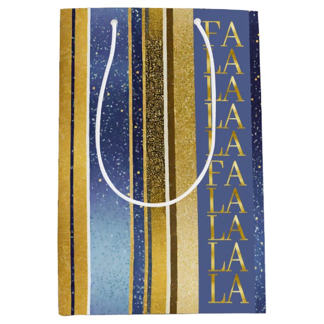 Sac Cadeau Moyen Blue Gold Fa Noël La La Motif#27 ID1009 (Devant)