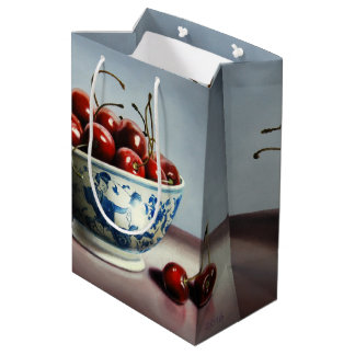Sac Cadeau Moyen Blue Porcelain & Cherries