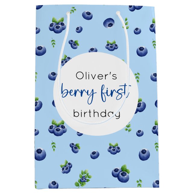 Sac Cadeau Moyen Blueberry 1er anniversaire Berry First (Devant)