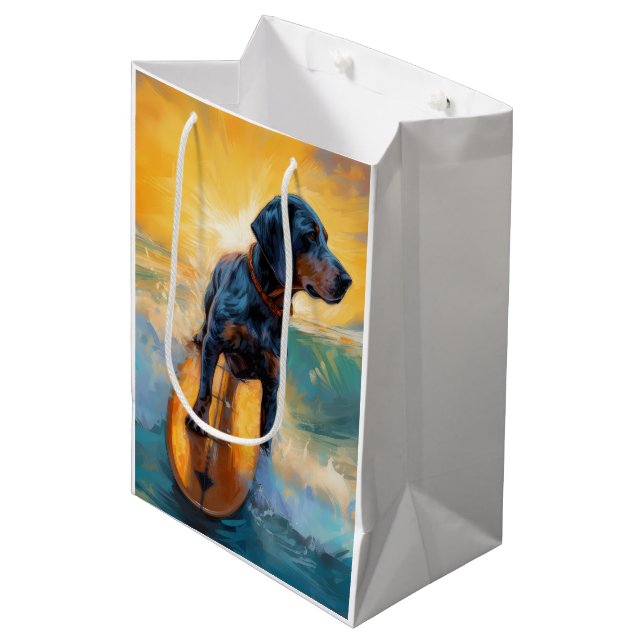 Sac Cadeau Moyen Bluetick Coonhound Beach Plage Plage de surf Peint (Devant Angle)