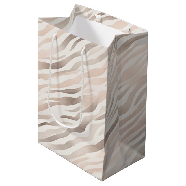 Sac Cadeau Moyen Blush Pink Cream Zebra Animal Birthday (Devant Angle)