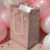 Blush Rose Gold Pailleté Monogramme Féminin Script