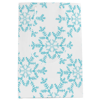 Sac Cadeau Moyen Boho Blue Snowflakes Gift Bag