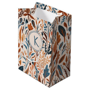 Sac Cadeau Moyen Boho Feuilles d'automne monogrammes