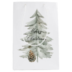 Sac Cadeau Moyen Boho Green Noël Arbres Pine Cônes