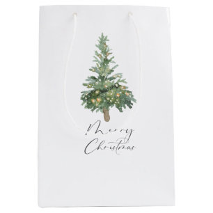 Sac Cadeau Moyen Boho Joyeux Arbre d'aquarelle de Noël