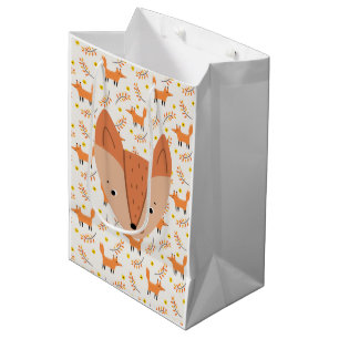 Sac Cadeau Moyen Bois Animaux Boho Design Fox