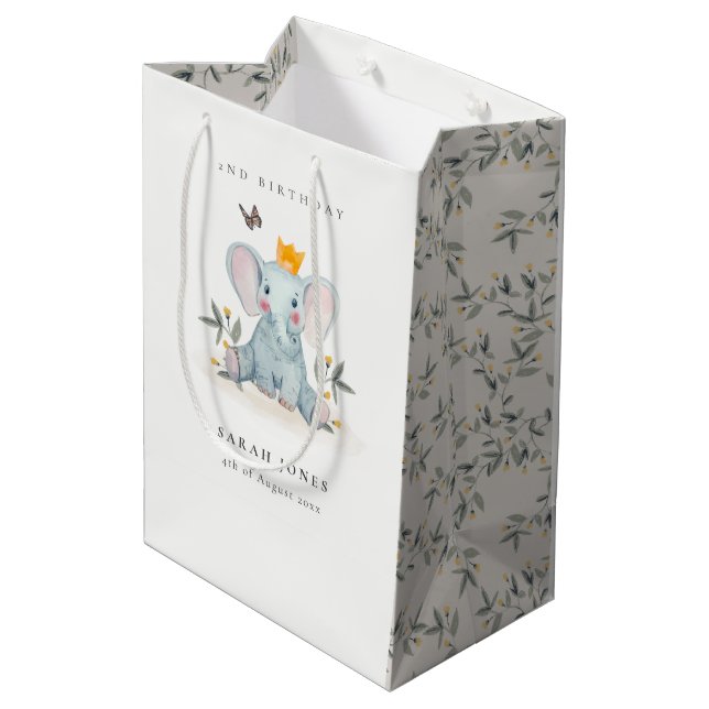 Sac Cadeau Moyen Bois Bébé Folithe Eléphant N'importe quel âge Anni (Dos Angle)