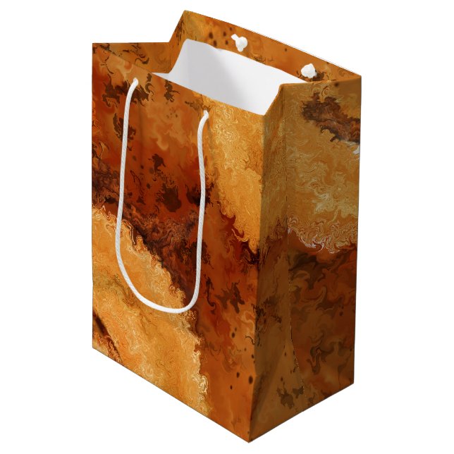 Sac Cadeau Moyen Bois de Noyer Burlé Élégant - Faux Bois  (Devant Angle)