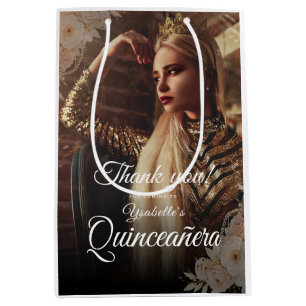 Sac Cadeau Moyen Boîte de faveur de Quinceañera de photo sombre élé