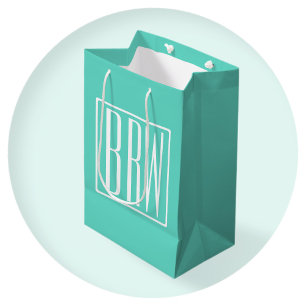 Sac Cadeau Moyen Bold Modern White on aqua
