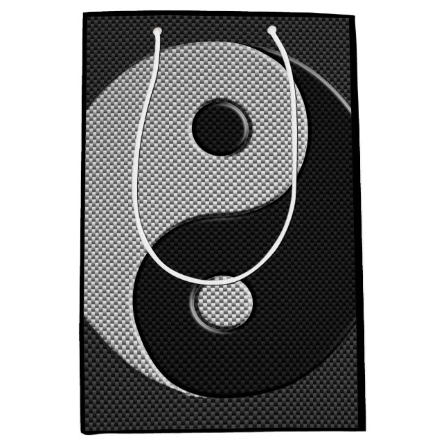 Sac Cadeau Moyen Bold Yin Yang en fibre de carbone style d'impressi (Devant)