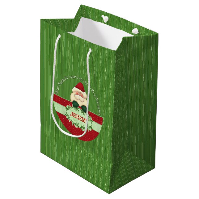 Sac Cadeau Moyen BON GARÇON Père Noël Custom Christmas (Devant Angle)