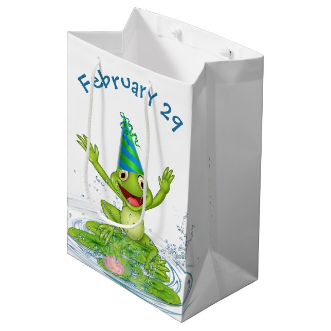 Sac Cadeau Moyen Bond Année Anniversaire Grenouille (Devant Angle)