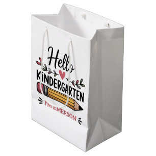 Sac Cadeau Moyen Bonjour maternelle personnalisé retour à l'école