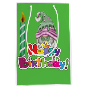 Sac Cadeau Moyen Bonne bougie d'anniversaire Gnome